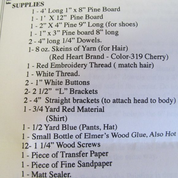 Happy Hollow Creations Tole Painting Pattern Raggedy Randy 35" Uncut - Picture 9 of 10